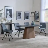 Danetti Oval Dining Set with Swivel Chairs - Grey, Ceramic
