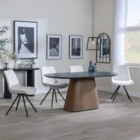 Danetti Oval Dining Set with Swivel Chairs - Grey, Ceramic