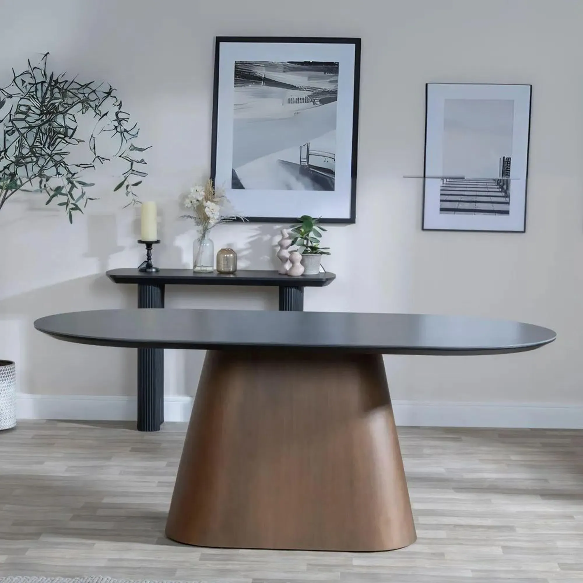 Danetti Oval Dining Set with Swivel Chairs - Grey, Ceramic