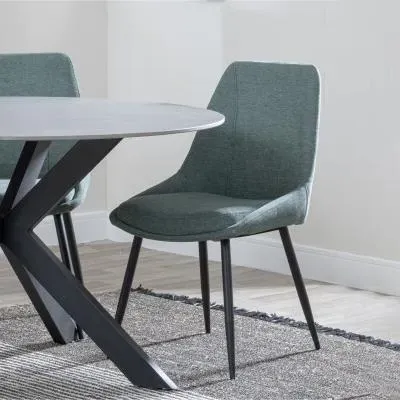 Darwin Dining Chair - Green, Fabric