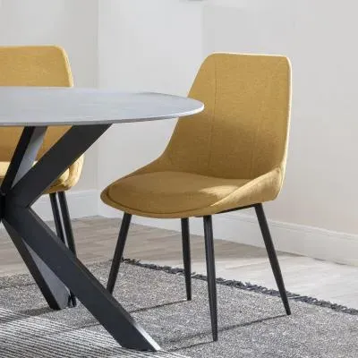 Darwin Dining Chair - Yellow, Fabric