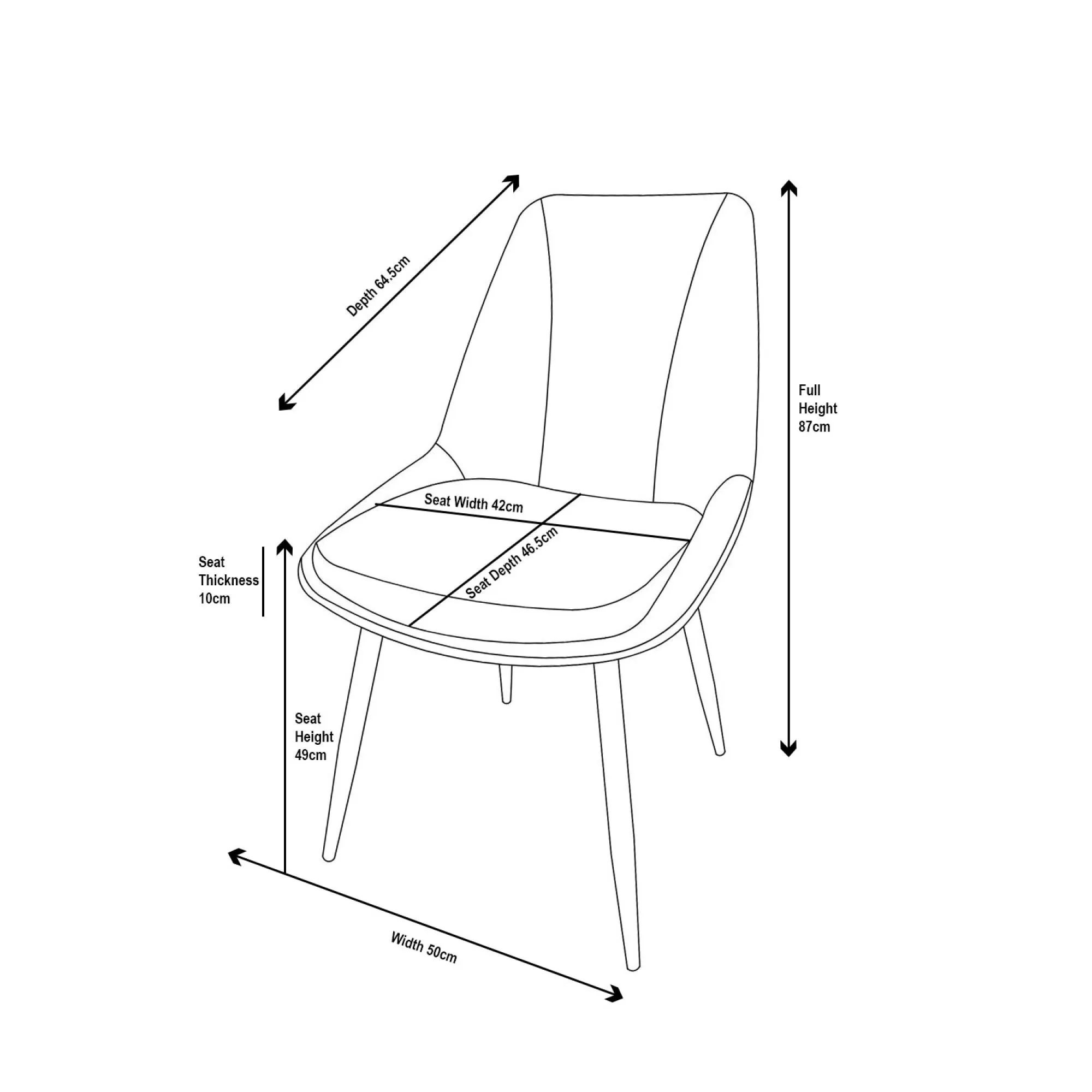 Darwin Fabric Dining Chair - Dark Grey, Black Legs