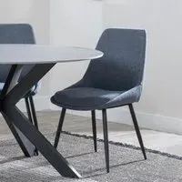 Darwin Fabric Dining Chair - Dark Grey, Black Legs