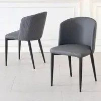 Deco Dining Chair with Black Legs - Dark Grey, Faux Leather