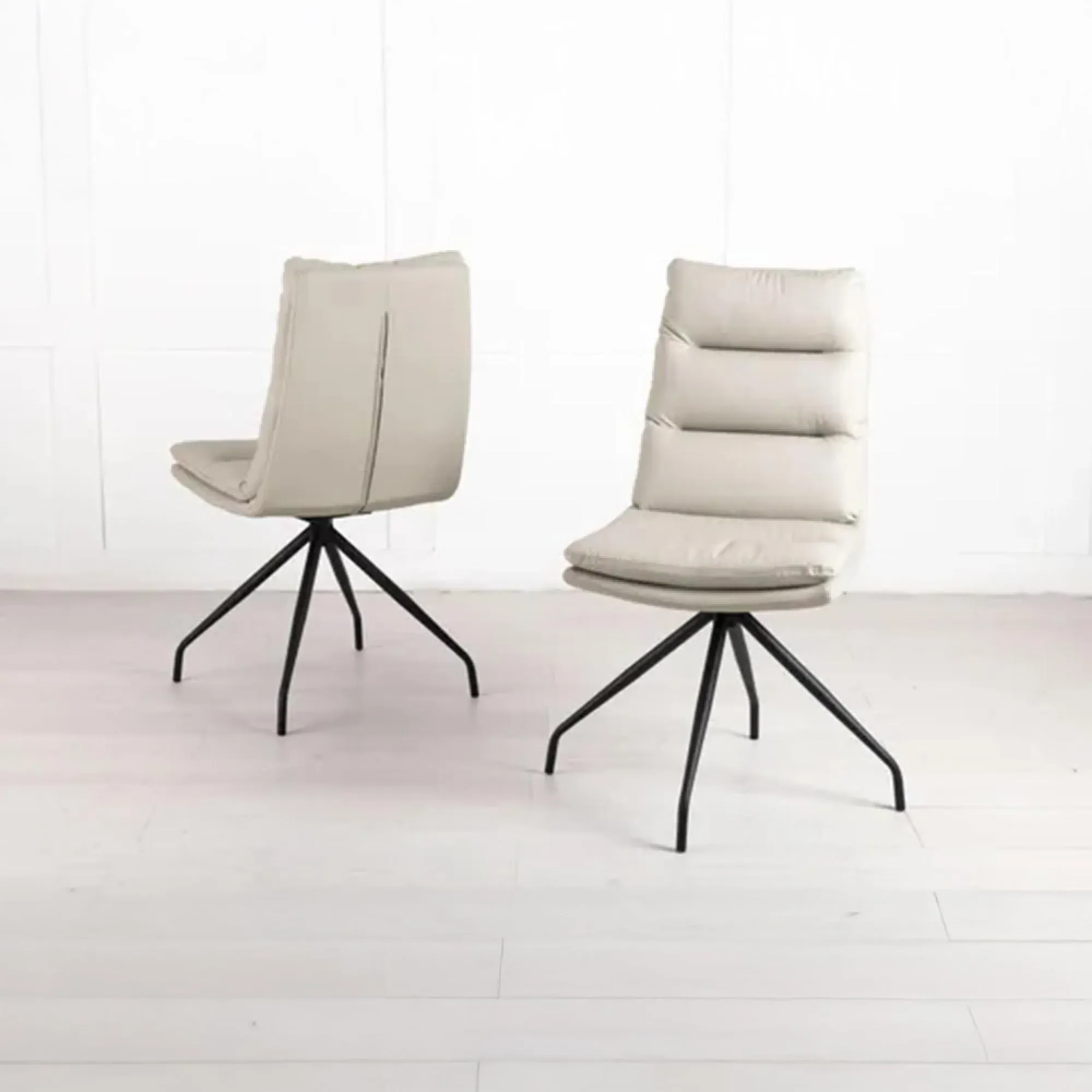 Diego Swivel Dining Chair - Beige, Leather