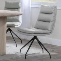 Diego Swivel Dining Chair - Beige, Leather