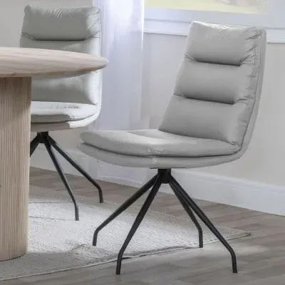 Diego Swivel Dining Chair - Beige, Leather image