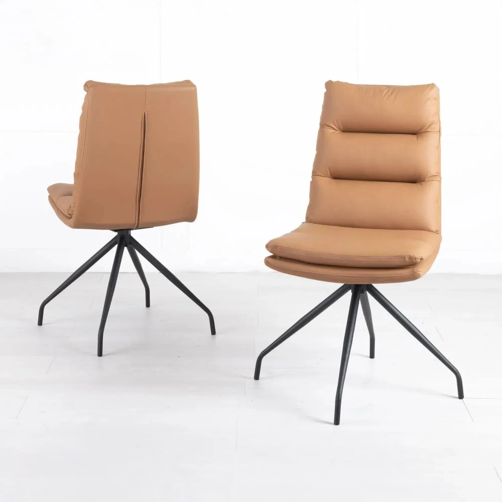 Diego Swivel Dining Chair - Brown, Leather