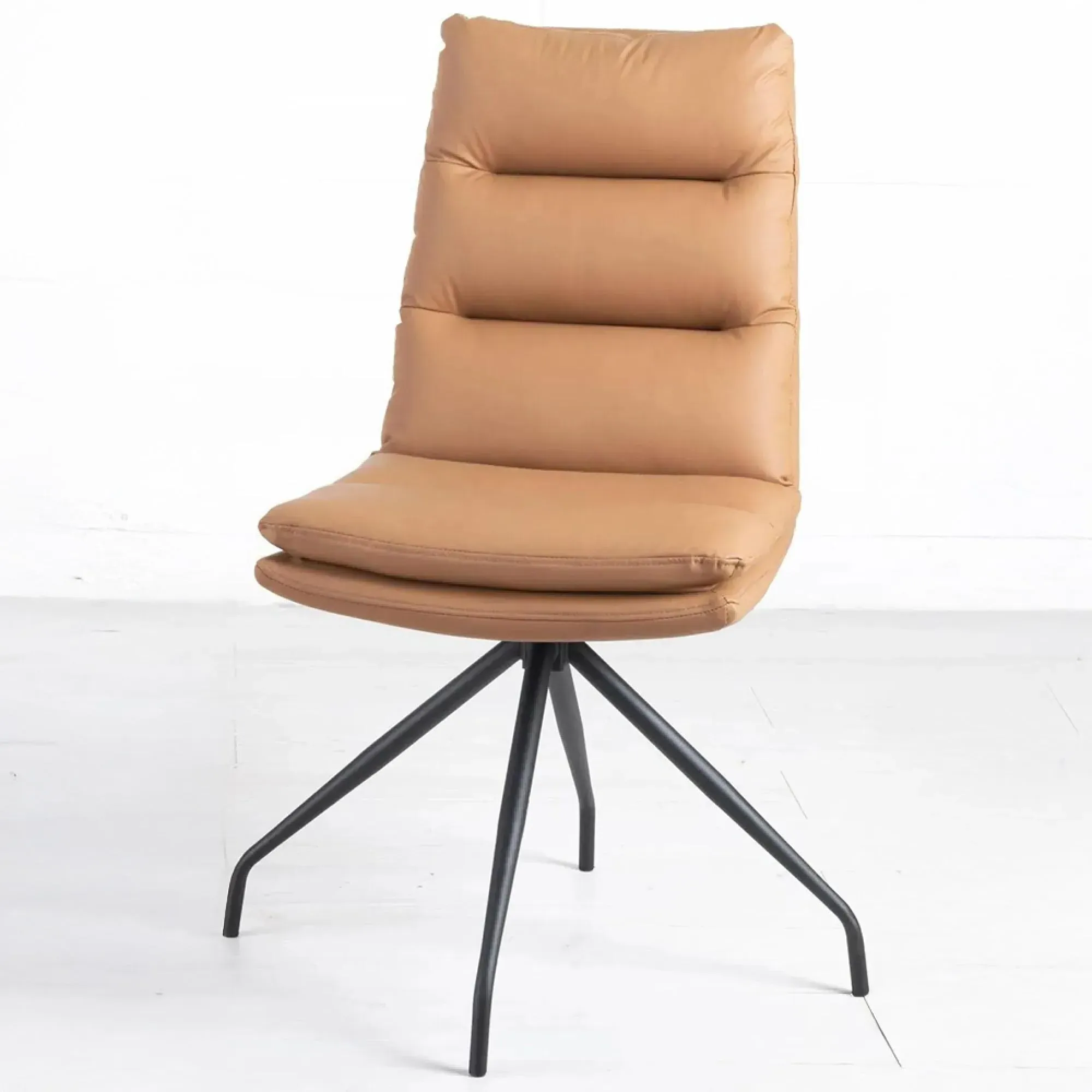 Diego Swivel Dining Chair - Brown, Leather