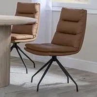 Diego Swivel Dining Chair - Brown, Leather