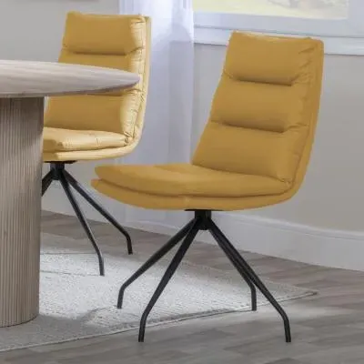 Diego Swivel Dining Chair - Yellow, Leather image