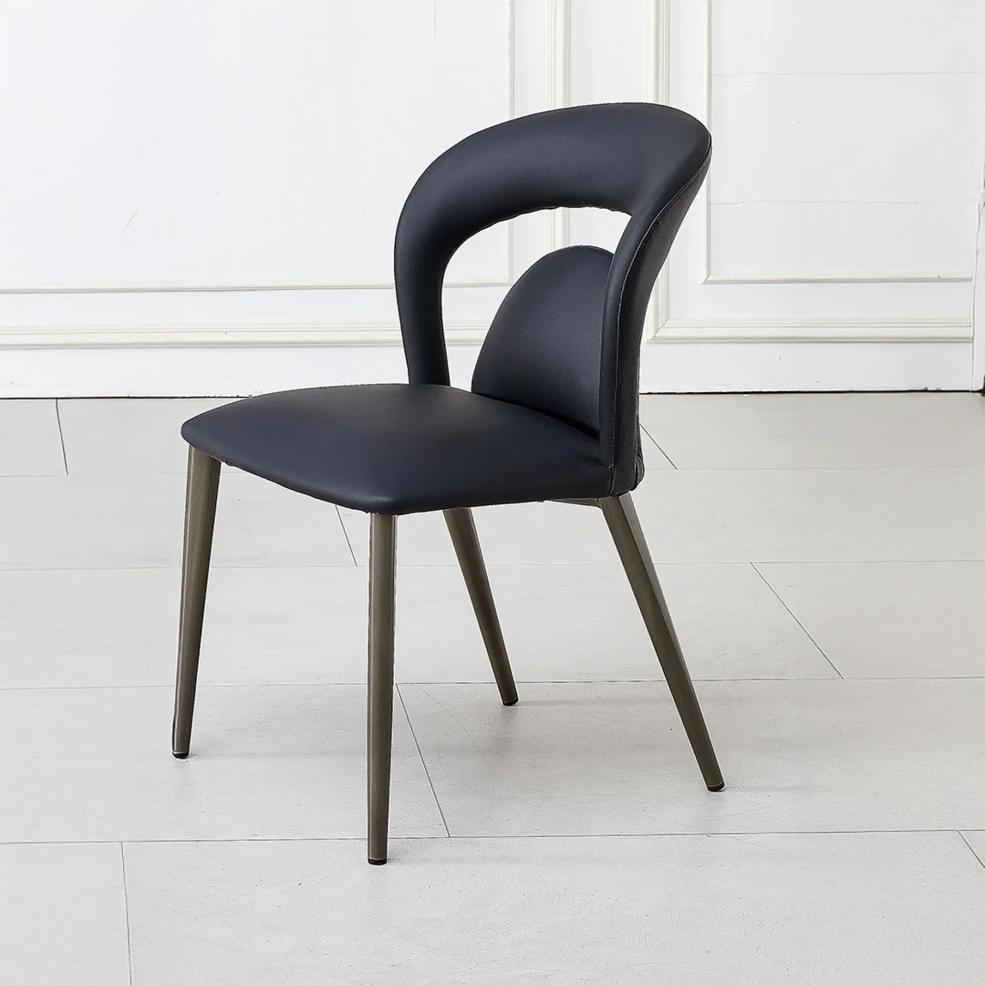 Dixie Dining Chair - Black, Faux Leather