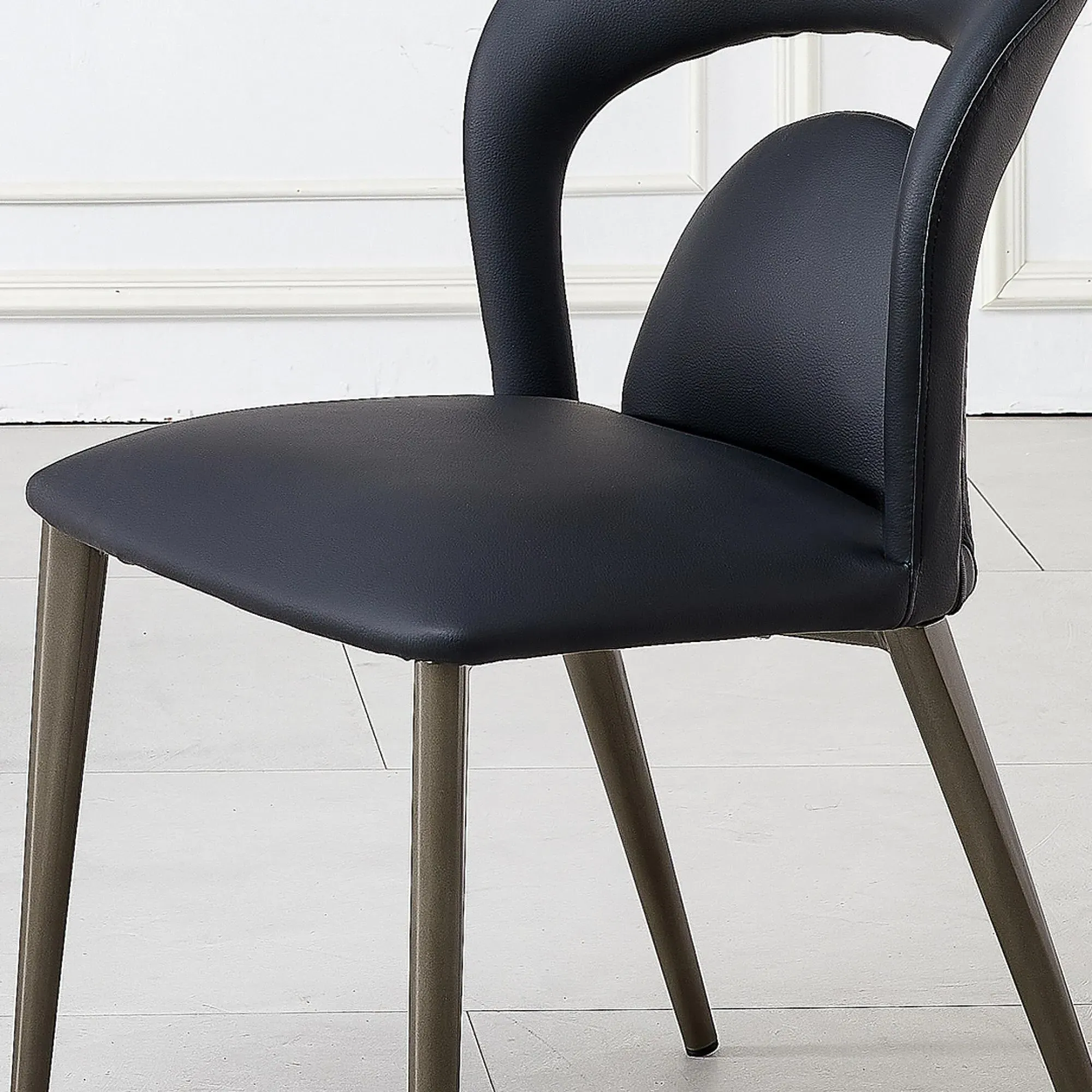 Dixie Dining Chair - Black, Faux Leather