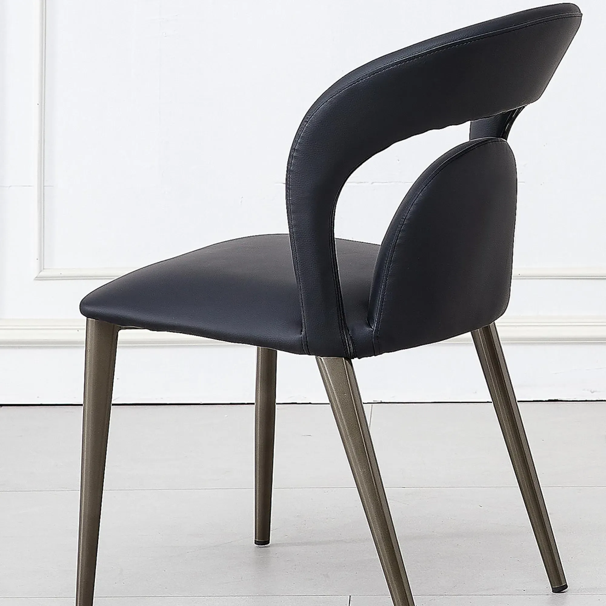 Dixie Dining Chair - Black, Faux Leather