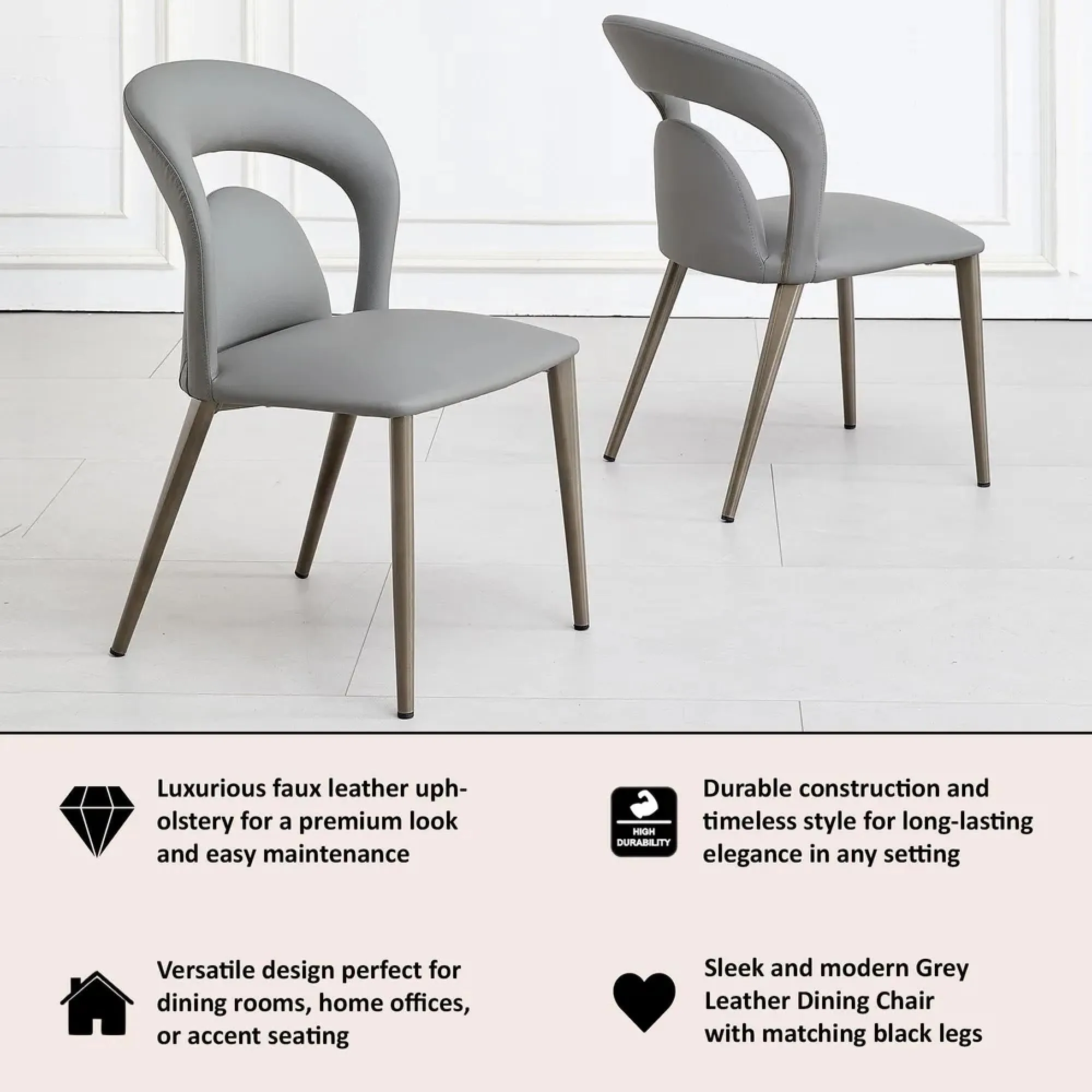 Dixie Dining Chair - Grey, Faux Leather