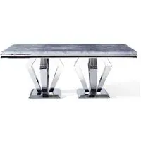 Dolce 8-Seater Dining Table - Grey Marble, Chrome