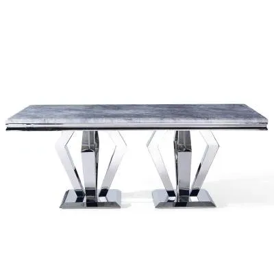 Dolce 8-Seater Dining Table - Grey Marble, Chrome