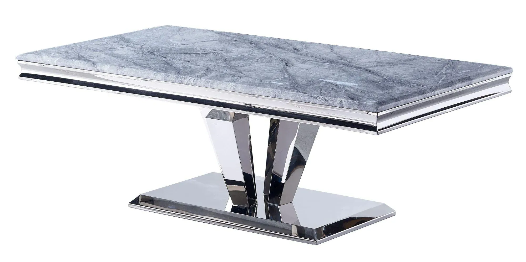Dolce Rectangular Coffee Table - Grey, Chrome