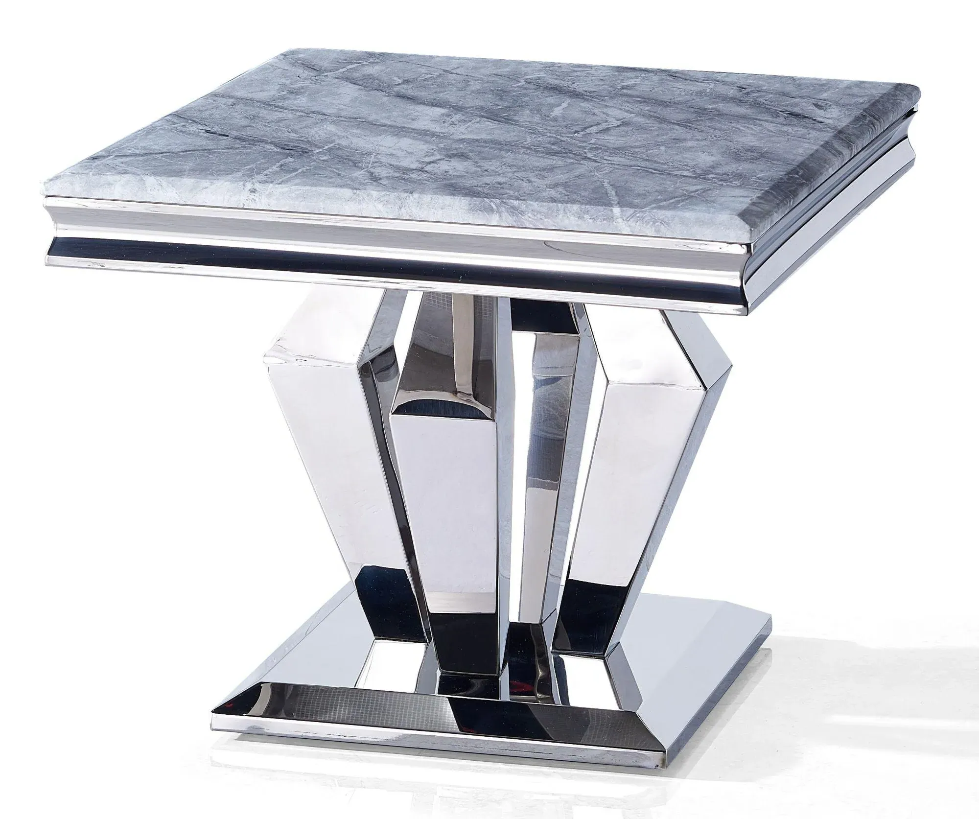 Dolce Square Lamp Table - Grey, Chrome