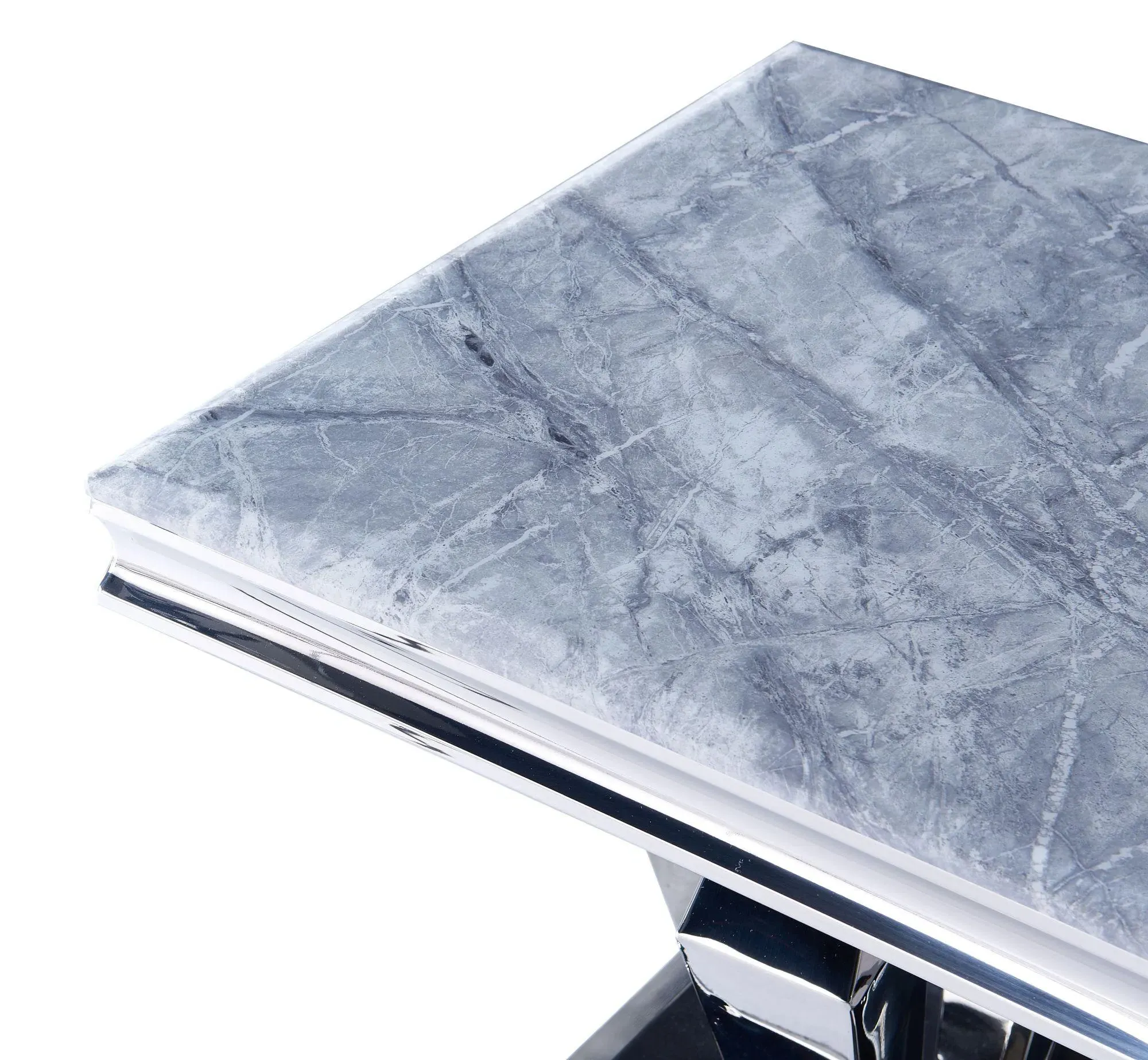 Dolce Square Lamp Table - Grey, Chrome