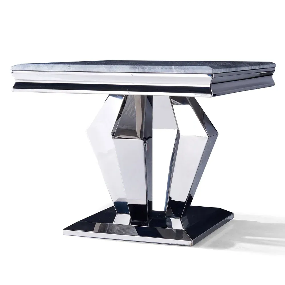 Dolce Square Lamp Table - Grey, Chrome