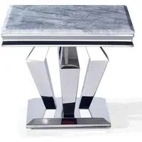 Dolce Square Lamp Table - Grey, Chrome