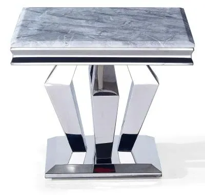 Dolce Square Lamp Table - Grey, Chrome