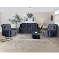 Dudley Silvano 3+1+1 Recliner Sofa Set - Blue, Fabric