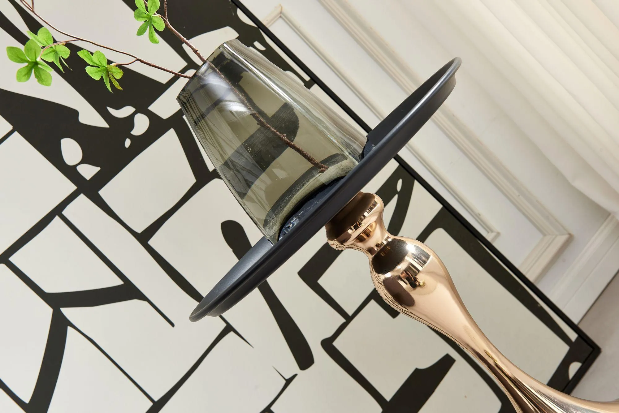 Dumbbells Round Wine Table - Black, Gold