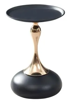 Dumbbells Round Wine Table - Black, Gold image