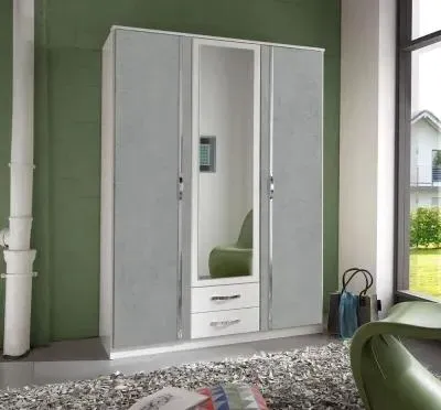 Duo 3 Door Combi Wardrobe with Drawers - White, Grey image