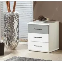 Duo 3 Drawer Bedside Cabinet - White, Grey