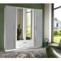Duo 4 Door Combi Wardrobe with Mirror - White