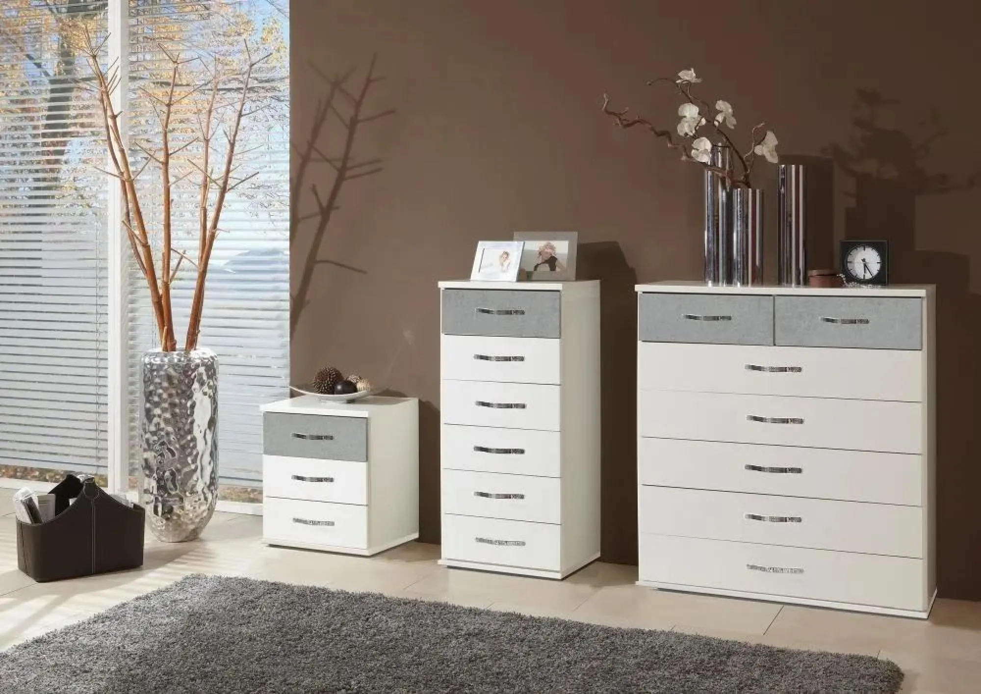 Duo 5+2 Chest of Drawers - White, Grey