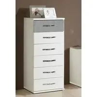 Duo 6 Drawer Narrow Chest - White, Grey