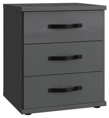 Duo2 3 Drawer Bedside Cabinet - Graphite
