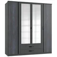 Duo2 4 Door Combi Wardrobe with Mirror - Graphite