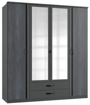 Duo2 4 Door Combi Wardrobe with Mirror - Graphite