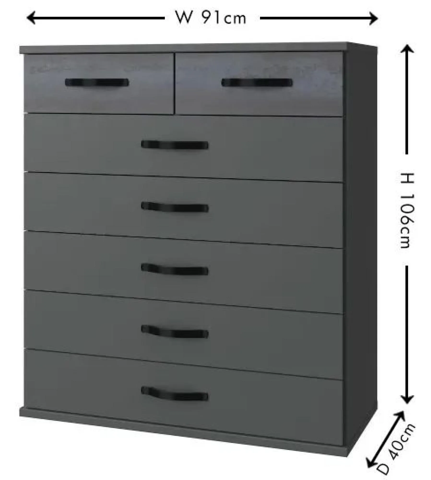 Duo2 5+2 Drawer Chest - Graphite