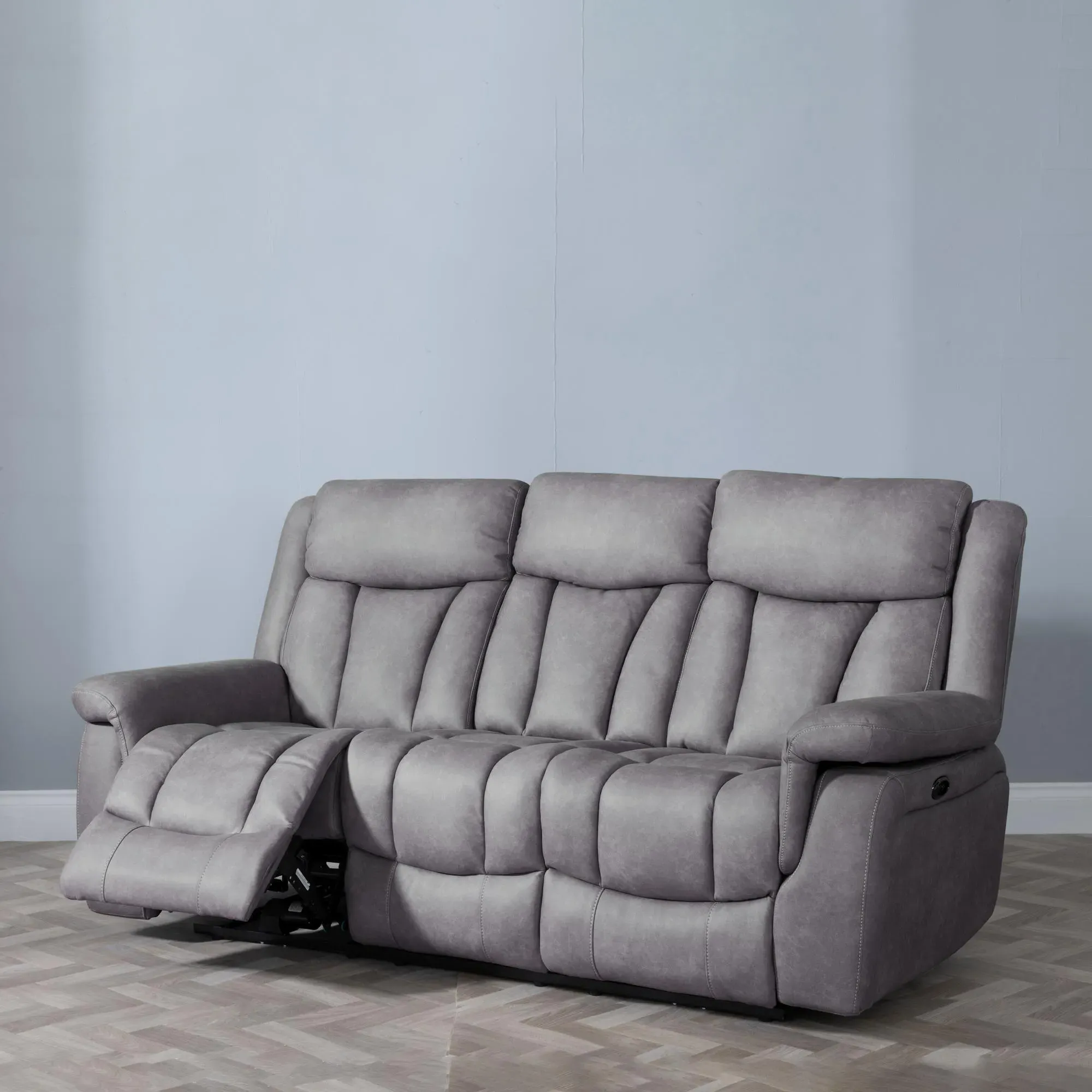 Dylan 3-Seater Electric Recliner Sofa - Grey, Fabric