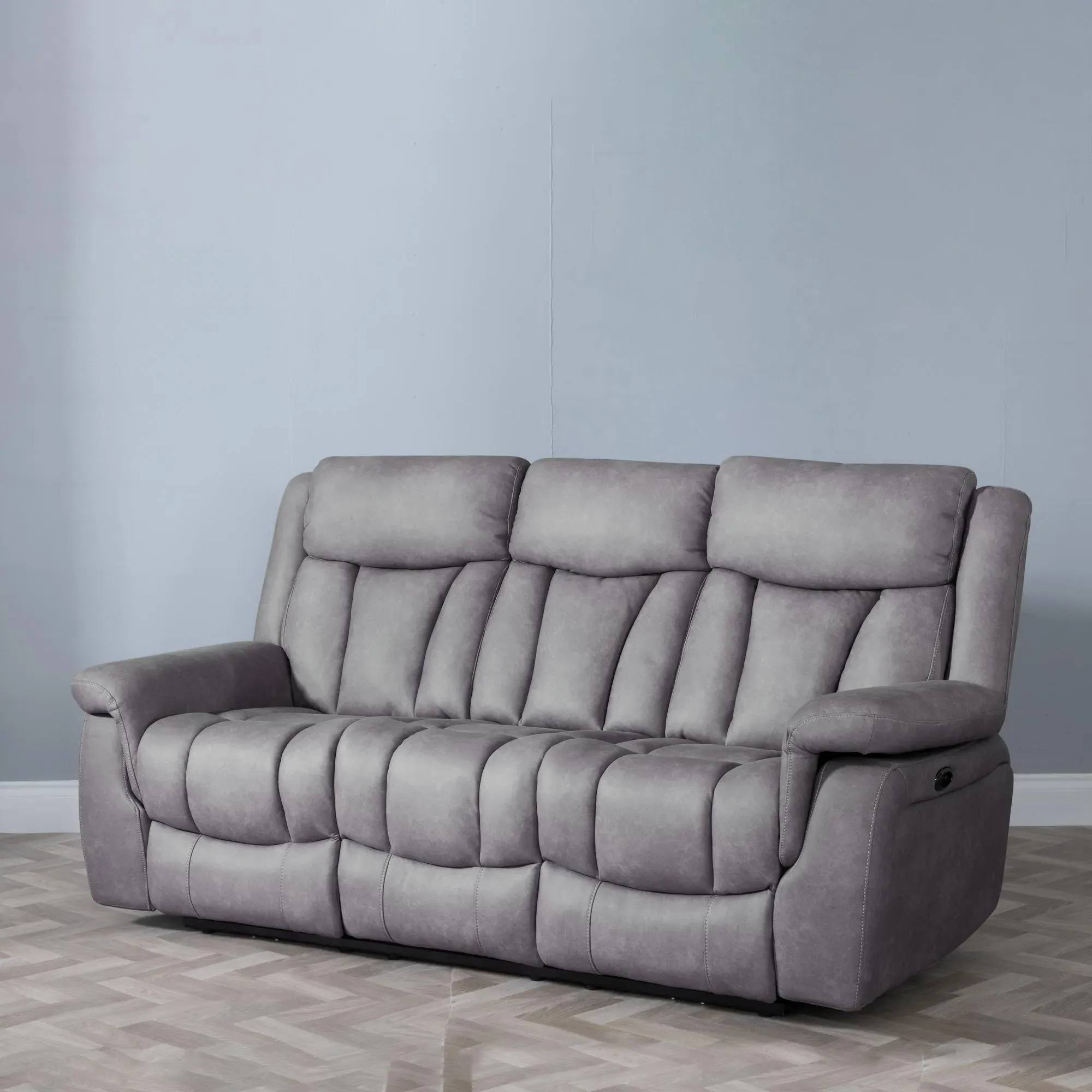 Dylan 3-Seater Electric Recliner Sofa Set - Grey, Fabric
