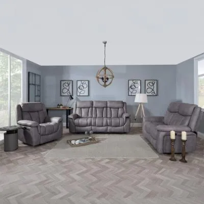 Dylan 3-Seater Electric Recliner Sofa Set - Grey, Fabric