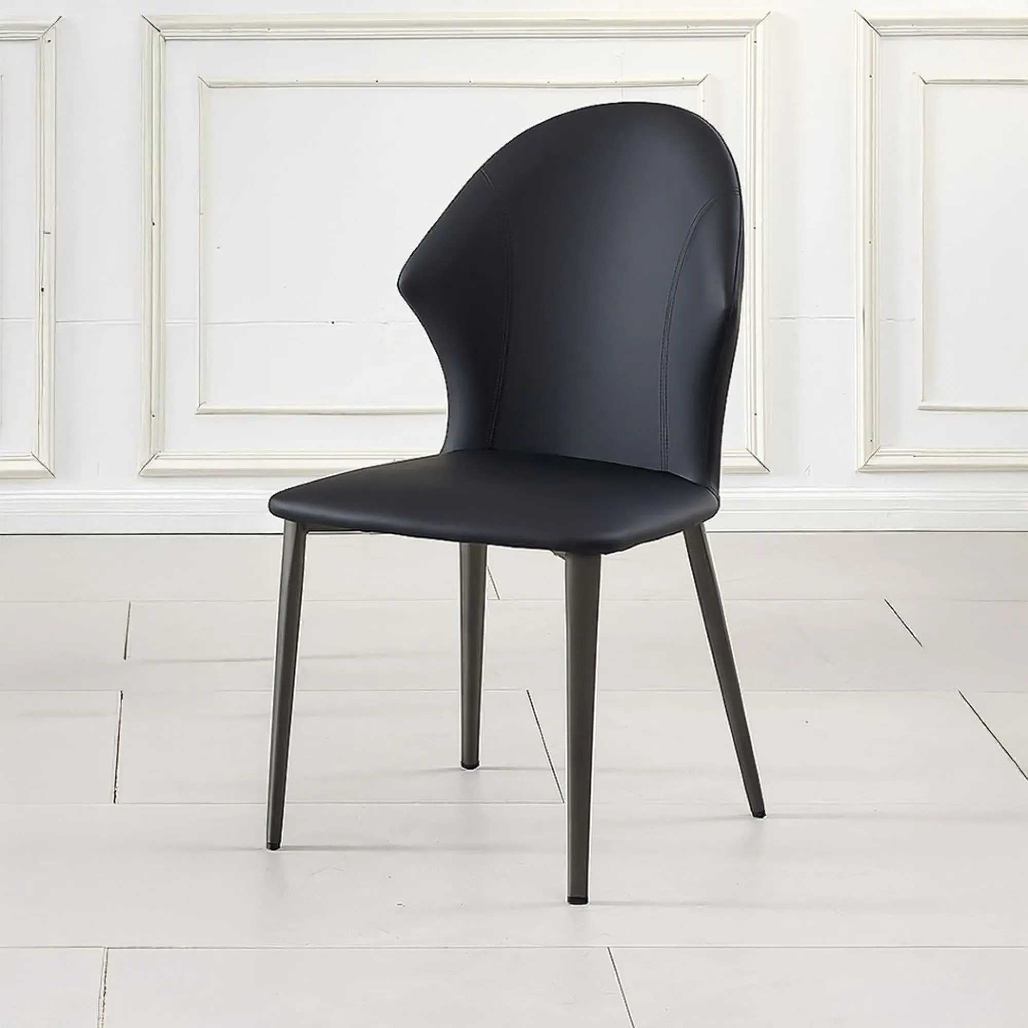 Elaine Dining Chair - Black, Faux Leather