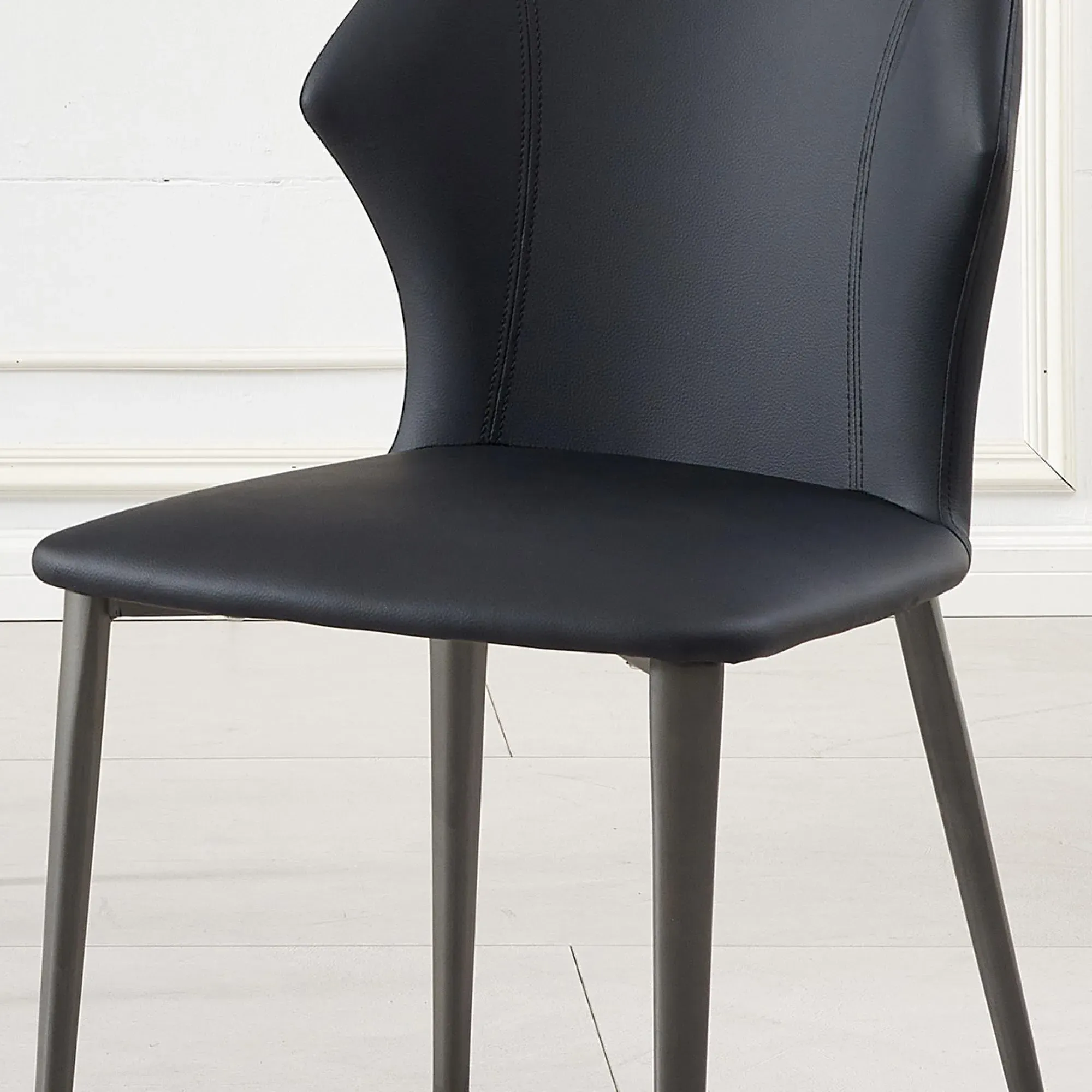 Elaine Dining Chair - Black, Faux Leather
