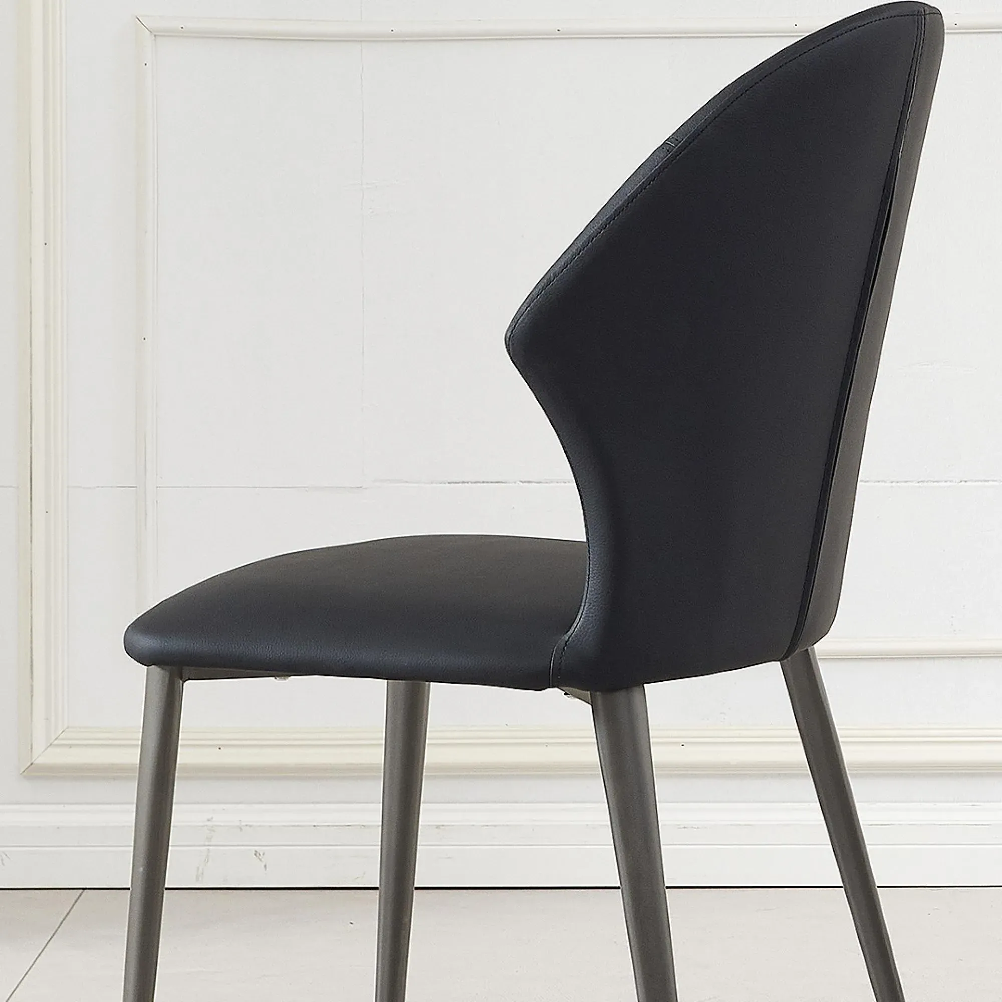 Elaine Dining Chair - Black, Faux Leather