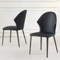 Elaine Dining Chair - Black, Faux Leather