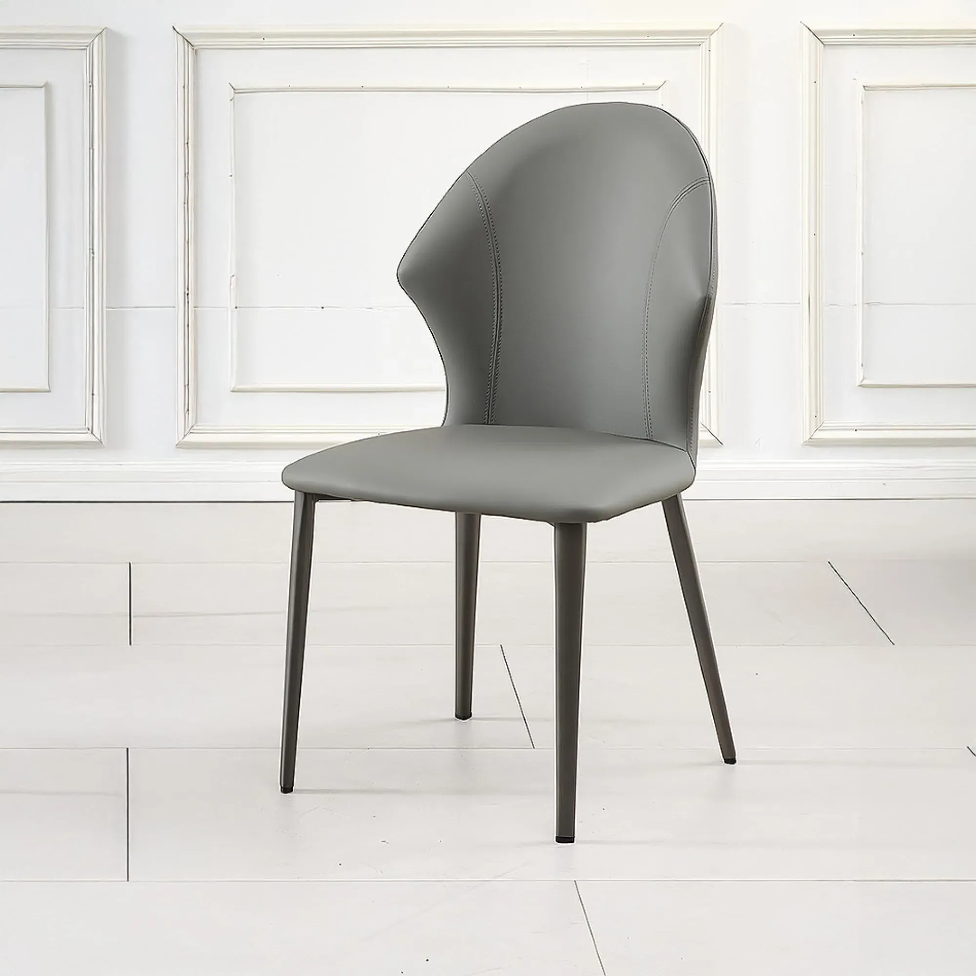 Elaine Dining Chair - Grey, Faux Leather