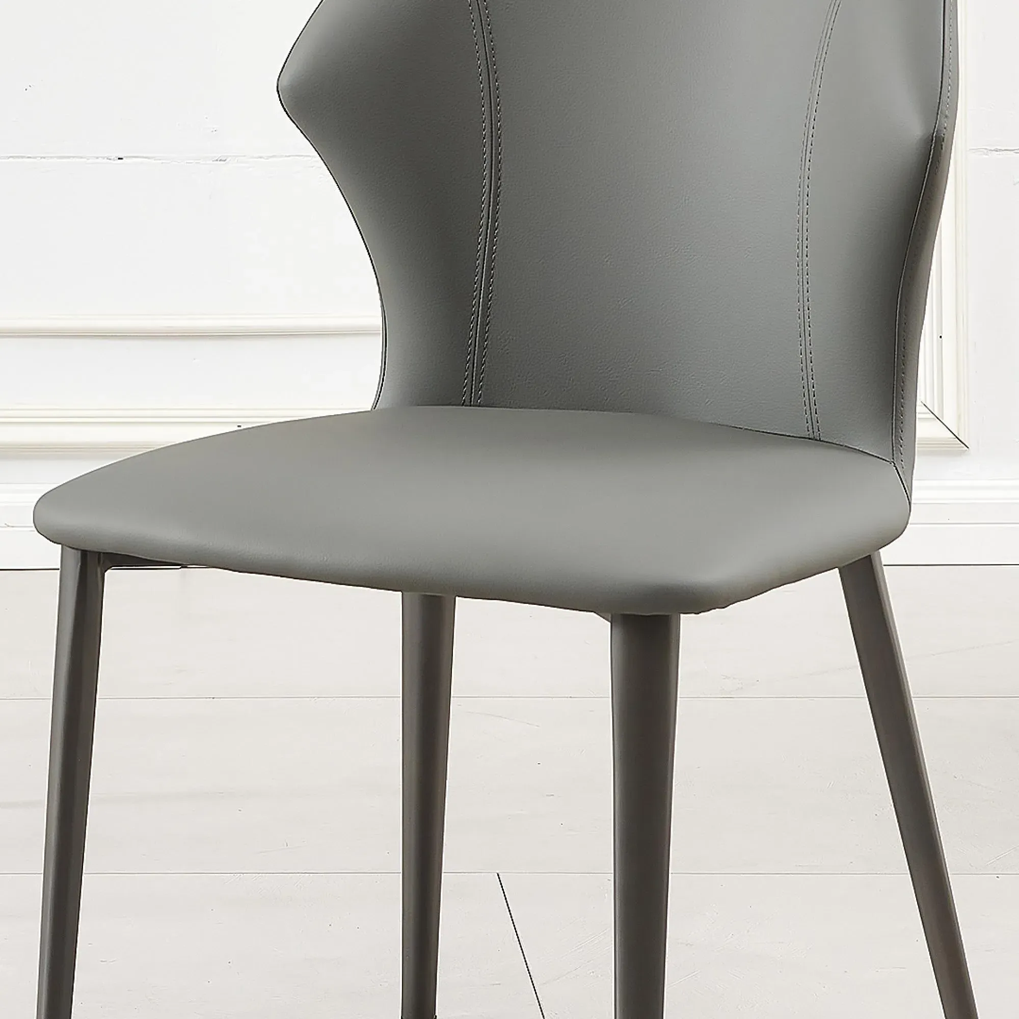Elaine Dining Chair - Grey, Faux Leather