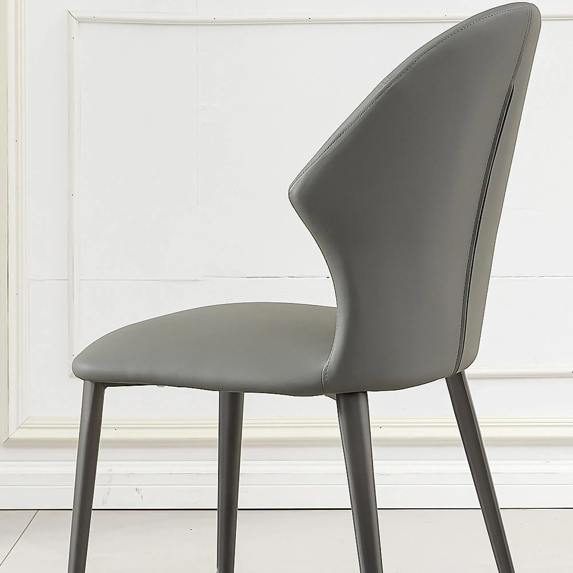 Elaine Dining Chair - Grey, Faux Leather