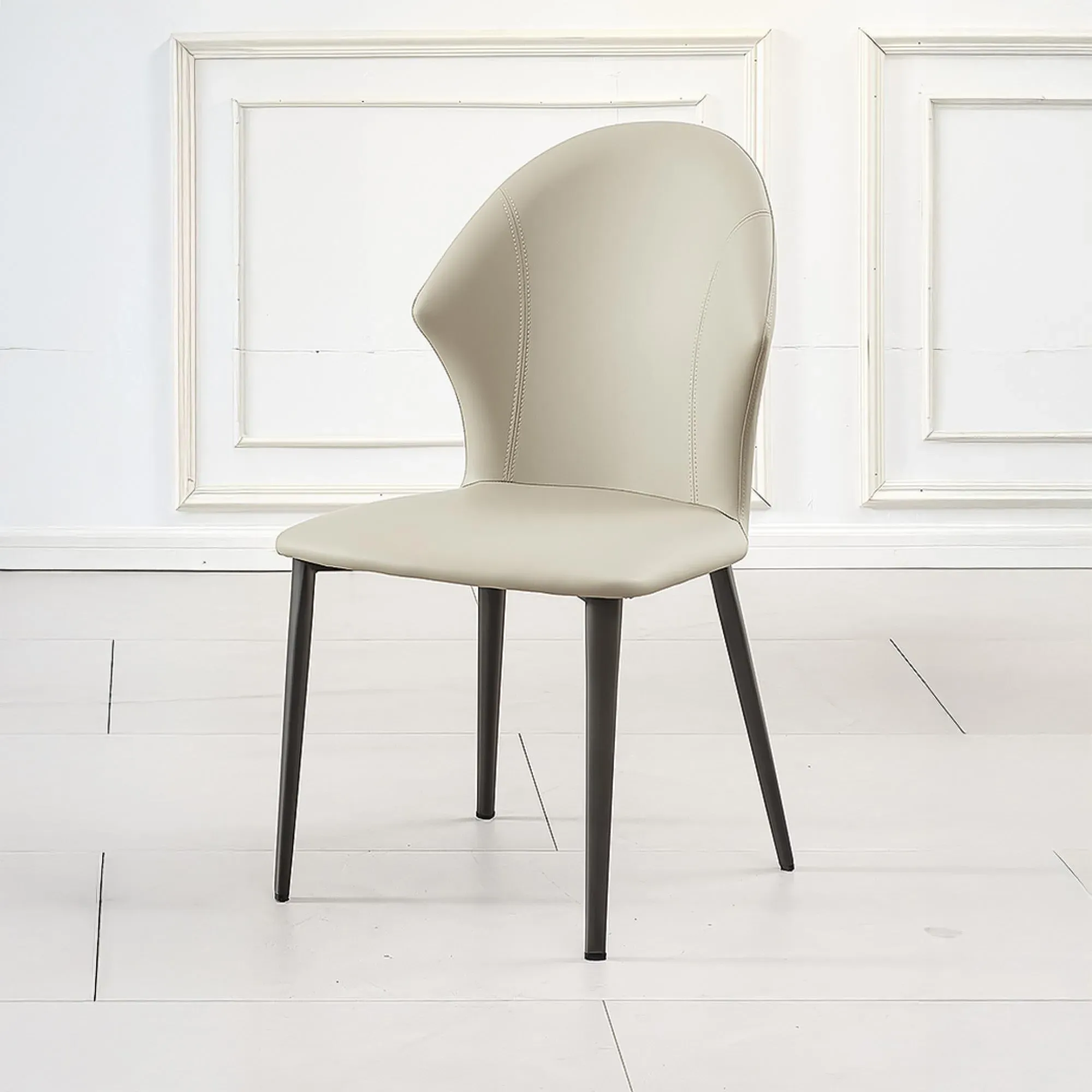 Elaine Dining Chair - Taupe, Faux Leather